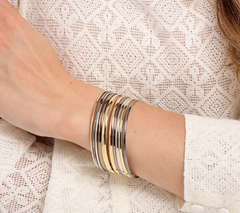 David Markstein Premiere Bronze Set of 10 Luxe Slip On Multi Colors Bangles Small