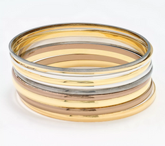 David Markstein Premiere Bronze Set of 10 Luxe Slip On Multi Colors Bangles Small