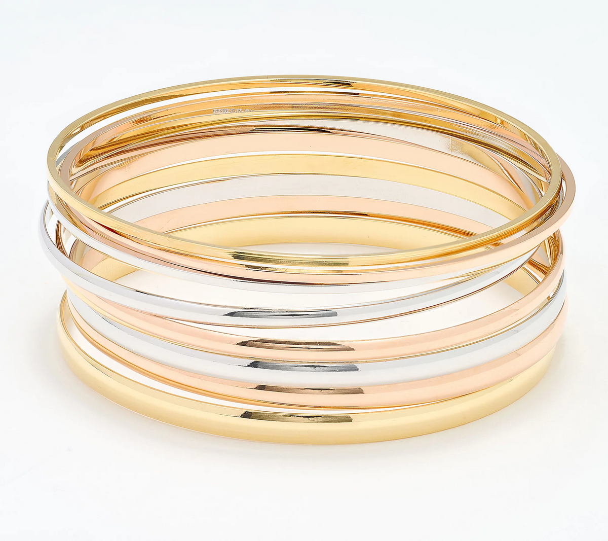 David Markstein Premiere Tri Colr w/Rose Bronze Set of 10 Luxe Slip On Multi Colors Bangles Large