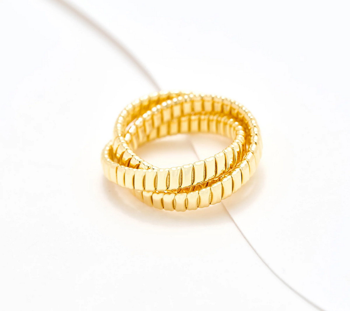 David Markstein Yellow Bronze Triple Tubogas Rolling Ring Size 8