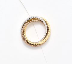 David Markstein Tri-Color Mocha Bronze Triple Tubogas Rolling Ring Size 7