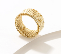 David Markstein Yellow Bronze Couture Tessutto Mesh Band Ring Size 11