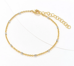 David Markstein Two Tone Yellow/White Bronze Premiere Luxe Cube Station Anklet
