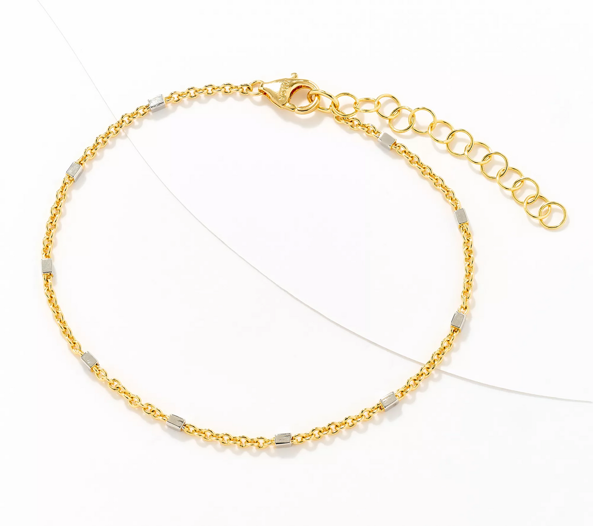 David Markstein Two Tone White/Yellow Bronze Premiere Luxe Cube Station Anklet