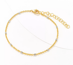 David Markstein Two Tone White/Yellow Bronze Premiere Luxe Cube Station Anklet