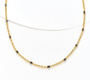 David Markstein Two Tone Black/Yellow Bronze Premiere Luxe Cube 18" + 2" Necklace