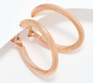 UltraFine 950 Silver Rose Gold Clad Omega Back 1 1/2" Hoop Earrings
