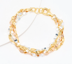 UltraFine 950 Silver TRi-Color Multi-Row Mirror Link Bracelet