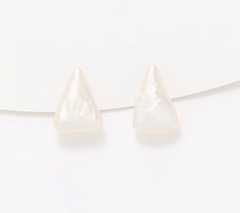 Honora Sterling Silver Triangle Shaped Cultured Pearl Stud Earrings