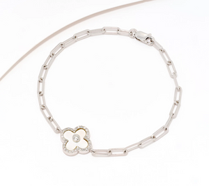 Accents by Affinity SS MOP Clover Linked Bracelet Avg