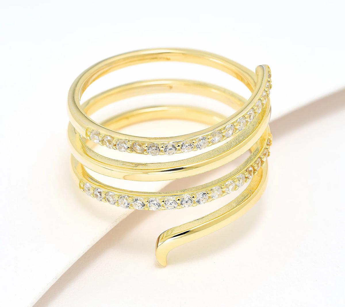 Diamonique Gold Clad Sterling Silver 4 Row Band Ring Size 11