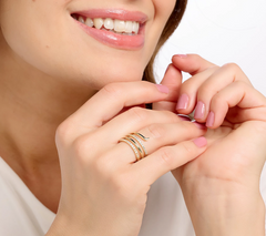 Diamonique Gold Clad Sterling Silver 4 Row Band Ring Size 11