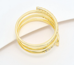 Diamonique Gold Clad Sterling Silver 4 Row Band Ring Size 11