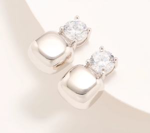 Diamonique Sterling Silver Stud Accent Earrings