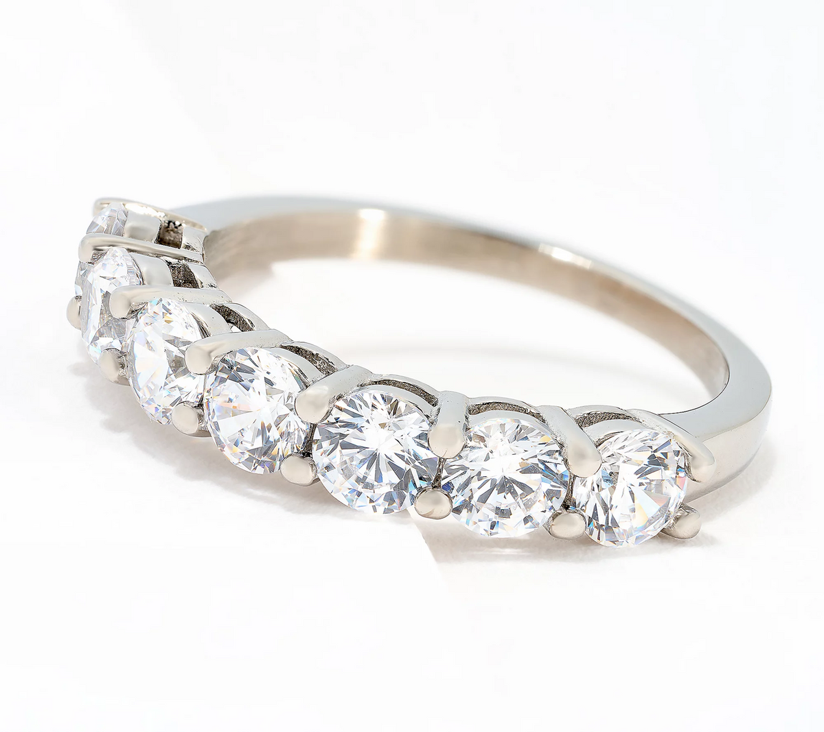 Steel by Diamonique Classic Half Eternity Band Ring Size 6