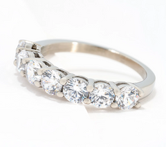 Steel by Diamonique Classic Half Eternity Band Ring Size 6