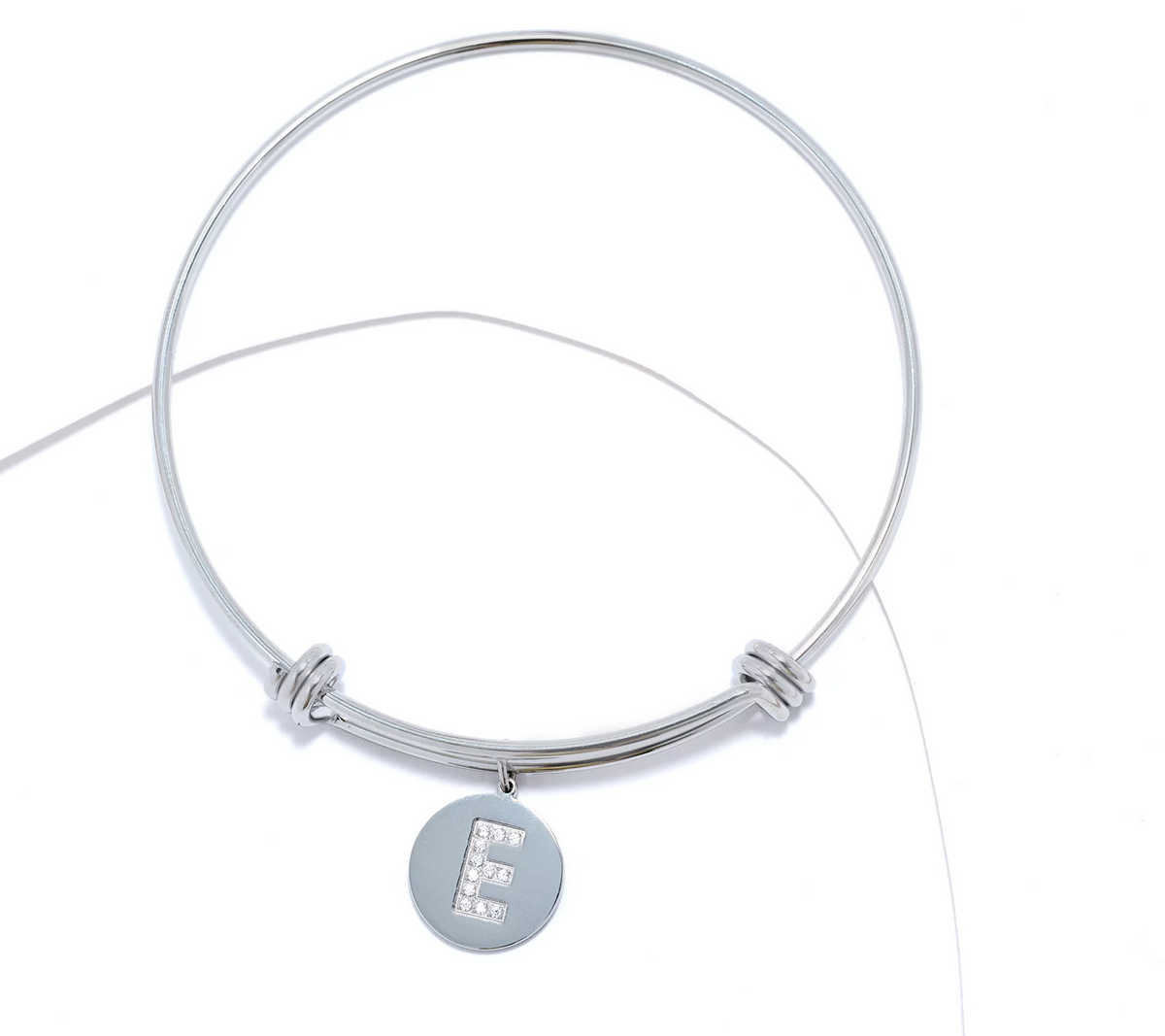 Steel by Diamonique Silver Tone "E" Initial Bracelet Avg/Large