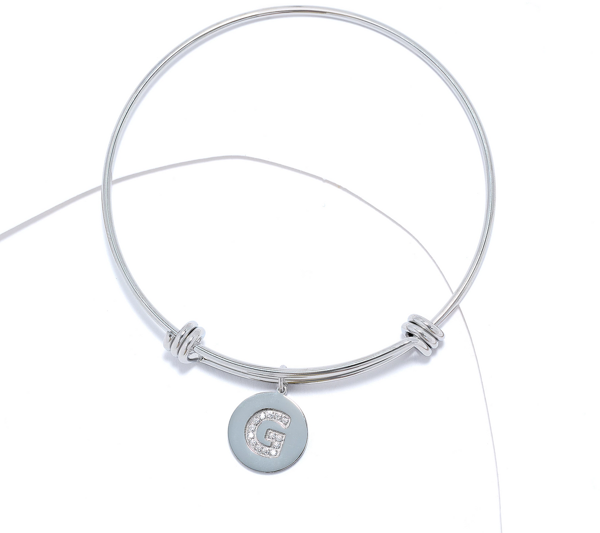 Steel by Diamonique Silvertone "G" Initial Bracelet, Average / Large