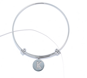 Steel by Diamonique Silver Tone "K" Initial Bracelet Avg/Large