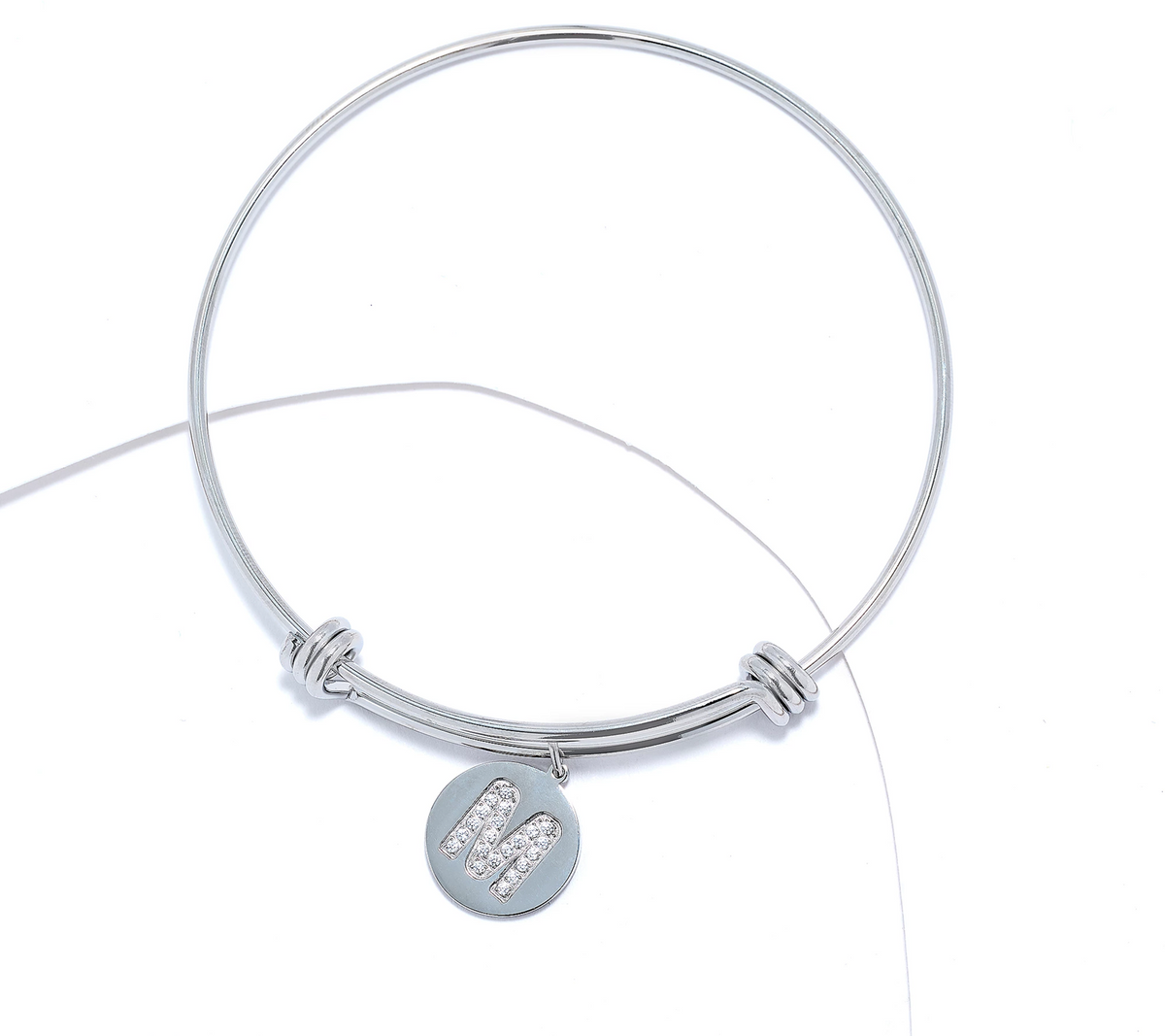 Steel by Diamonique Silvertone "M" Initial Bracelet, Small/Avg