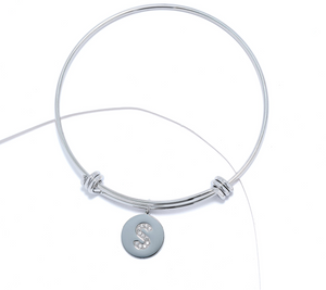 Steel by Diamonique Silver Tone "S" Initial Bracelet Avg /Large