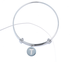 Steel by Diamonique Silvertone "T" Initial Bracelet, Avg/Large