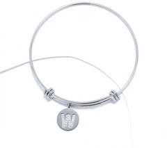 Steel by Diamonique Silvertone "W" Initial Bracelet, Small/Avg