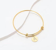 Steel by Diamonique Gold Tone "A" Initial Bracelet Small/Avg