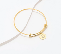 Steel by Diamonique Gold Tone "D" Initial Bracelet Avg/Large