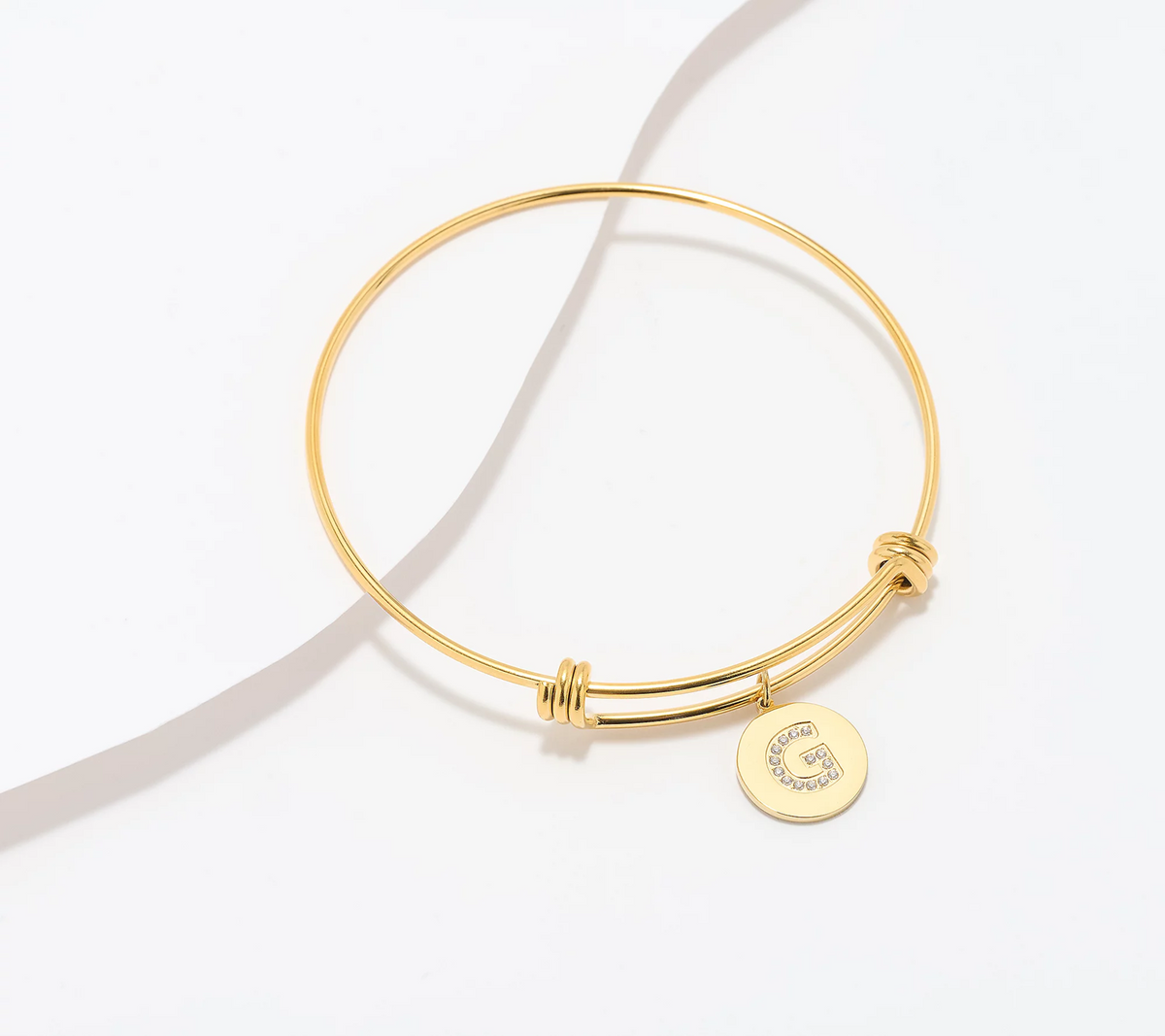 Steel by Diamonique Gold Tone "G" Initial Bracelet Small/Avg