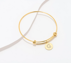 Steel by Diamonique Gold Tone "G" Initial Bracelet Small/Avg