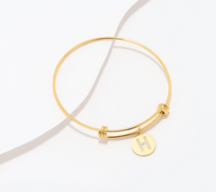 Steel by Diamonique Gold Tone "H" Initial Bracelet Small/Avg