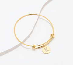 Steel by Diamonique Gold Tone "K" Initial Bracelet Small/Avg
