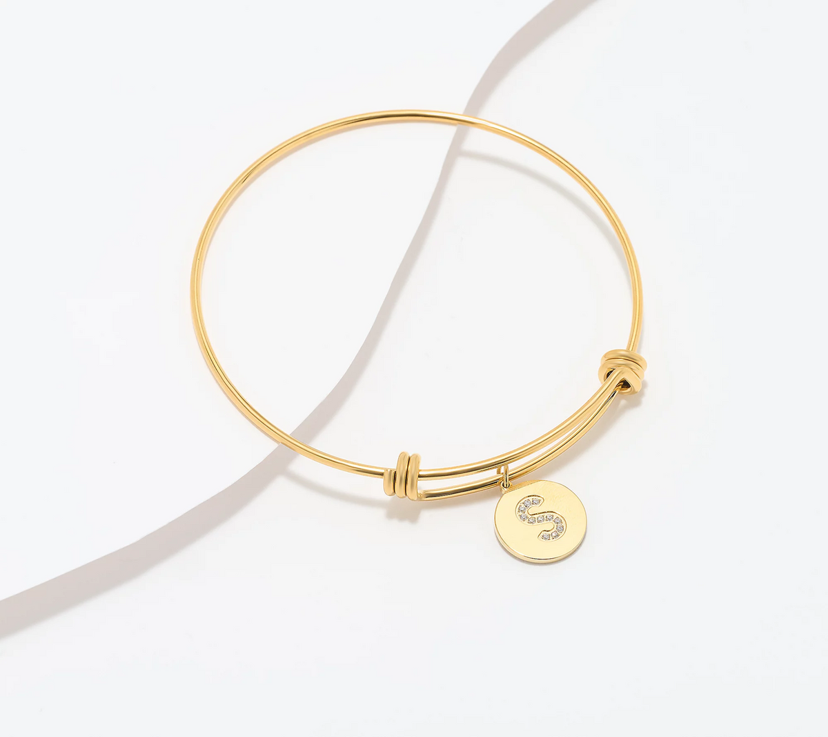 Steel by Diamonique Gold Tone "S" Initial Bracelet Avg/Large