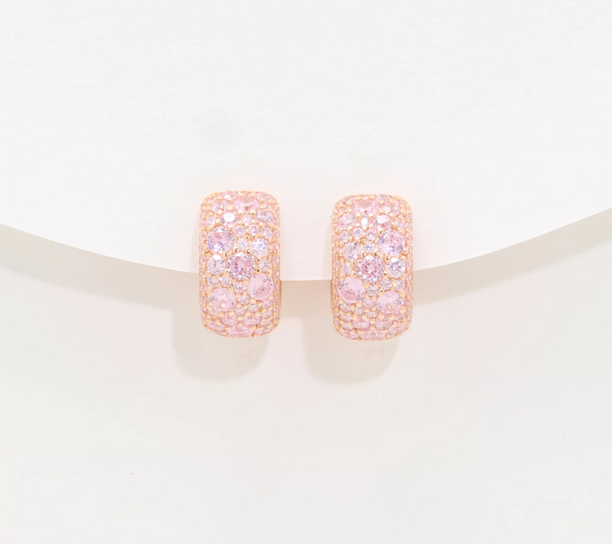 Diamonique Italia Rose Clad Sterling Silver Huggie Hoop Earrings