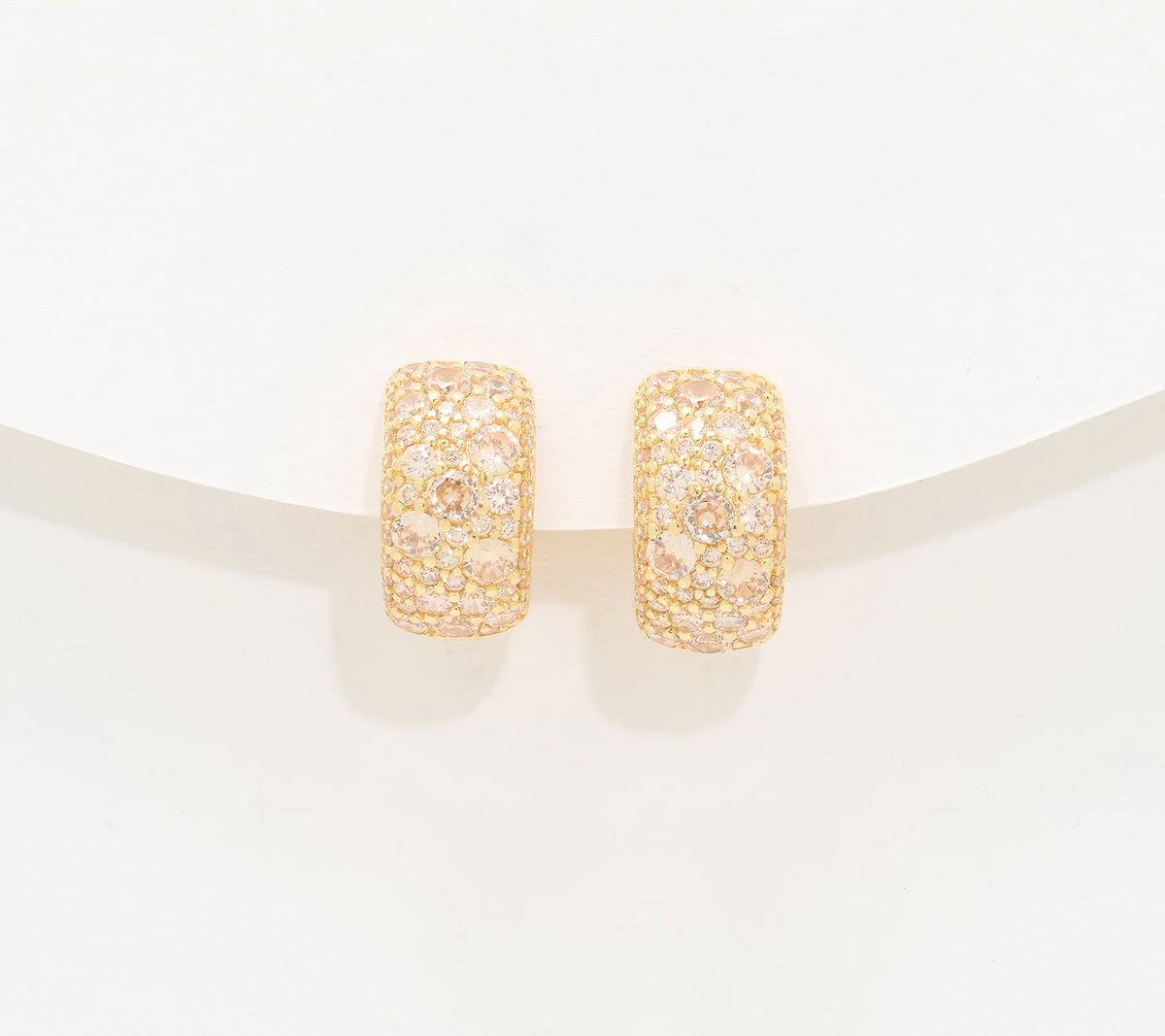 Diamonique Italia Gold Clad Sterling Silver Huggie Hoop Earrings