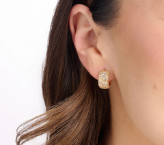 Diamonique Italia Gold Clad Sterling Silver Huggie Hoop Earrings