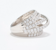 Diamonique Italia Sterling Silver Multi Layer Ring Size 11