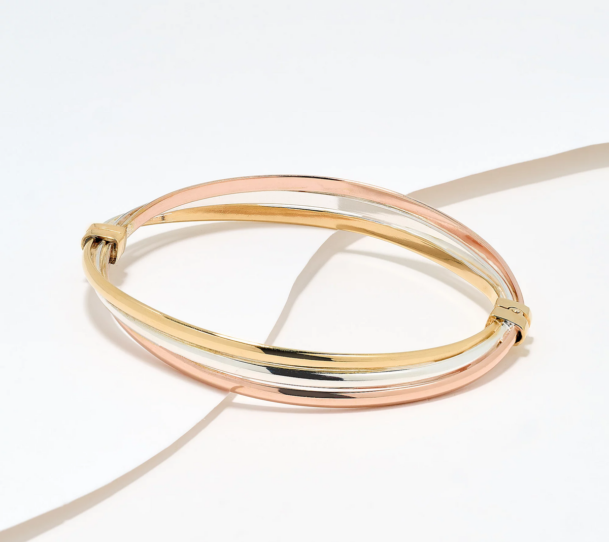 UltraFine 950 Silver Tri Color Triple Layer Stacked Bangles Avg