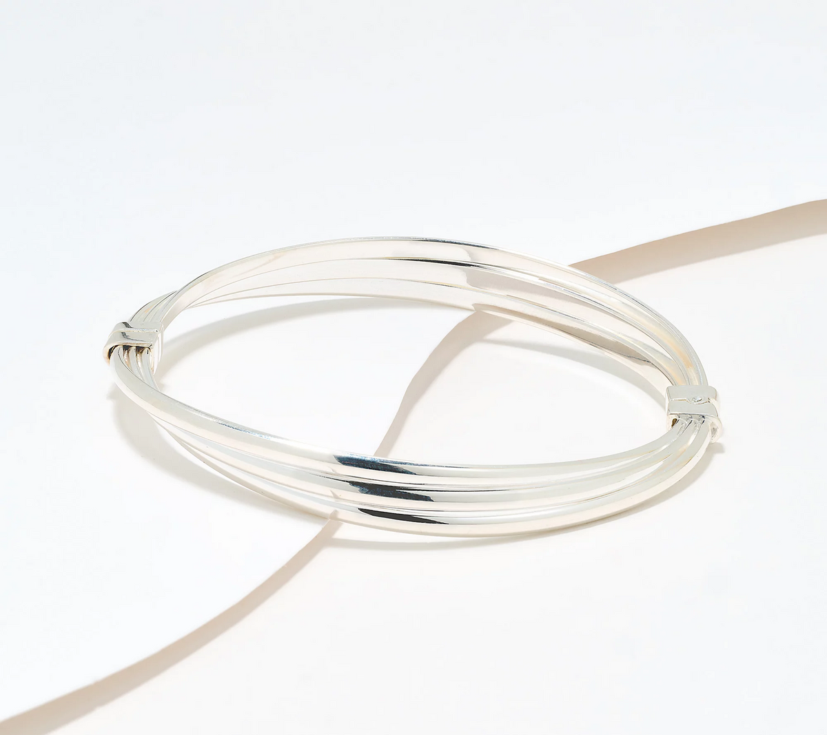 UltraFine 950 Silver Triple Layer Stacked Bangles Large