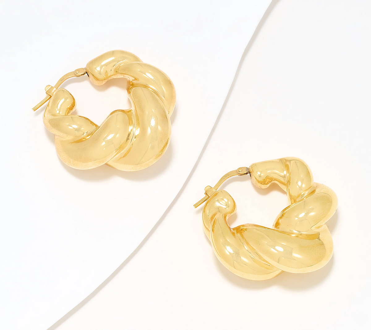 UltraFine 950 Silver Bold Twisted 1 1/8" Hoop Earrings