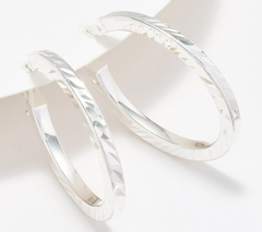 UltraFine 950 Silver Diamond Cut 1" Hoop Earrings