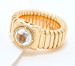 David Markstein Bronze Debut White Topaz Tubogas Ring Size 7