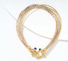 David Markstein Tri Color Bronze Multi-Strand Omega Bracelet w/ Buckle Clasp Small