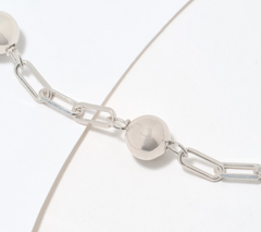David Markstein White Bronze 8mm Beaded Station 17+3" Paperclip Chain Necklace