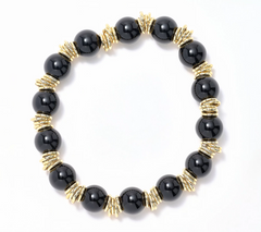 David Markstein Bronze Black Onyx Bead & Rondels Stretch Bracelets Avg/Large