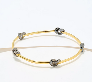 David Markstein Two Tone Black Bronze Dimensional Love Knot Slip on Bangle Small