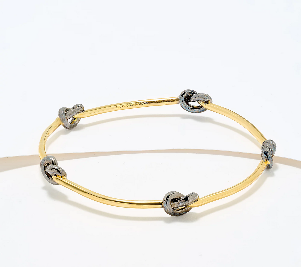 David Markstein Two Tone Black Bronze Dimensional Love Knot Slip on Bangle Small