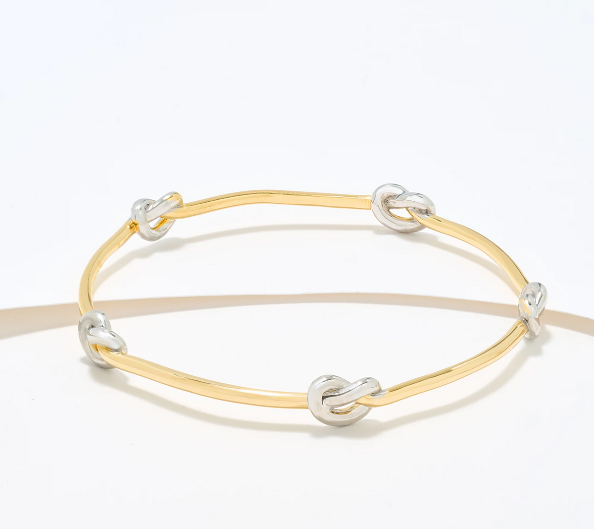 David Markstein Two Tone Yellow/White Bronze Dimensional Love Knot Slip on Bangle Small