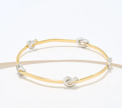 David Markstein Two Tone Yellow/White Bronze Dimensional Love Knot Slip on Bangle Small